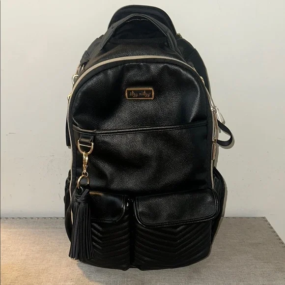 Itzi Ritzi Diaper Bag Backpack Black and Gold, Large Capacity Boss Baby Bag - Picture 2 of 10